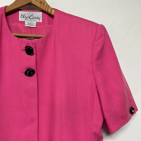 Vintage Oleg Cassini Barbie Pink Long Blazer 60s Mod Chic - Picture 2 of 11